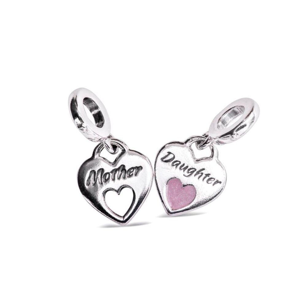 PANDORA Double Heart Split Pink Enamel Charm